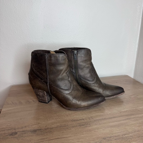 Frye Renee Brown Leather Pointed Heeled Ankle Boots Womens Booties - Picture 10 of 10